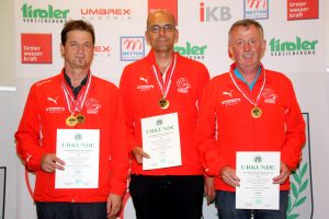 Mannschaft Tirol senioren 1 (v.l.) Franz Mair (Osttirol), Christof Melmer, Manfred Ladner (Kappl)